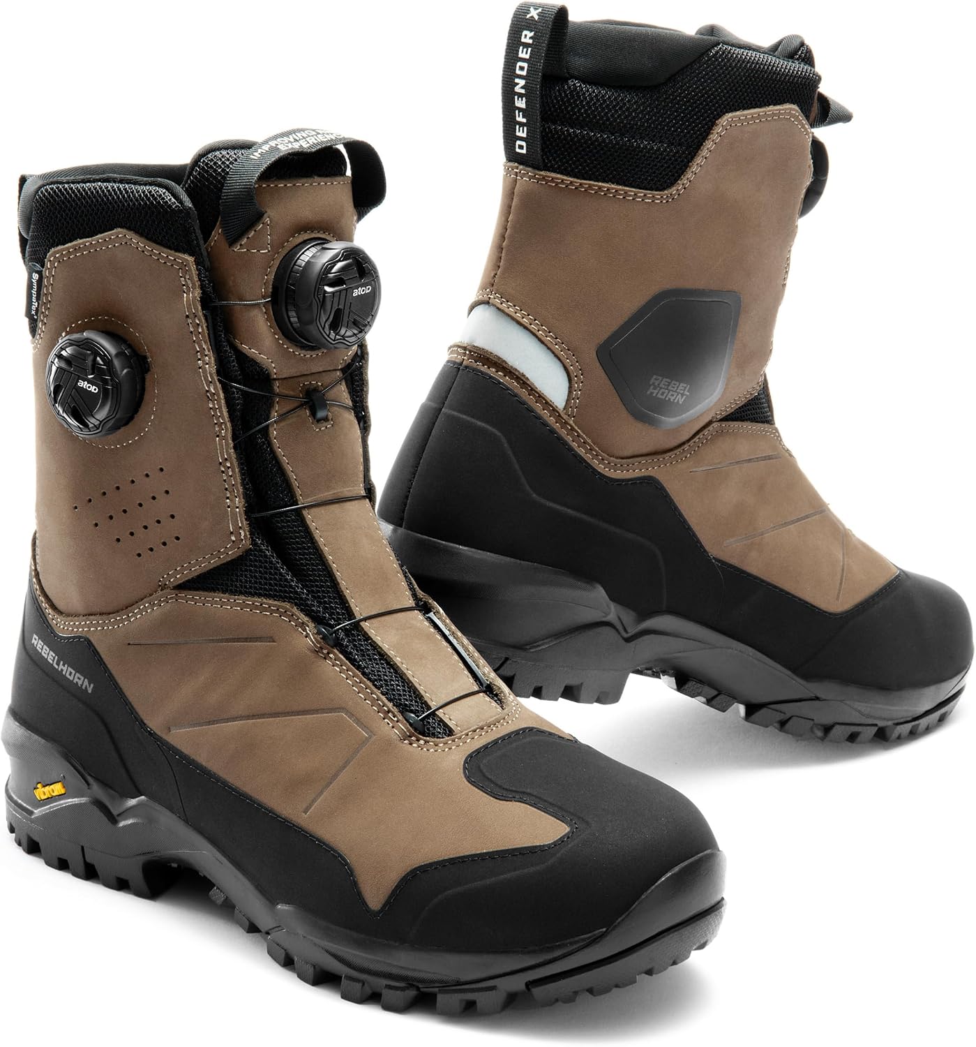 REBELHORN Defender X Motorcycle Boots Men and Women Leather Ankle Protectors ATOP Quick Lacing Sympatex Membrane Vibram Sole Sizes up to 47