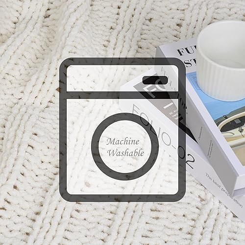 Miniatura 6 de DUIDY Manta de punto grueso, 100% tejida a mano, lujosa, suave y acogedora manta de chenilla para sofá, manta gruesa y cálida para invierno (60 x 80