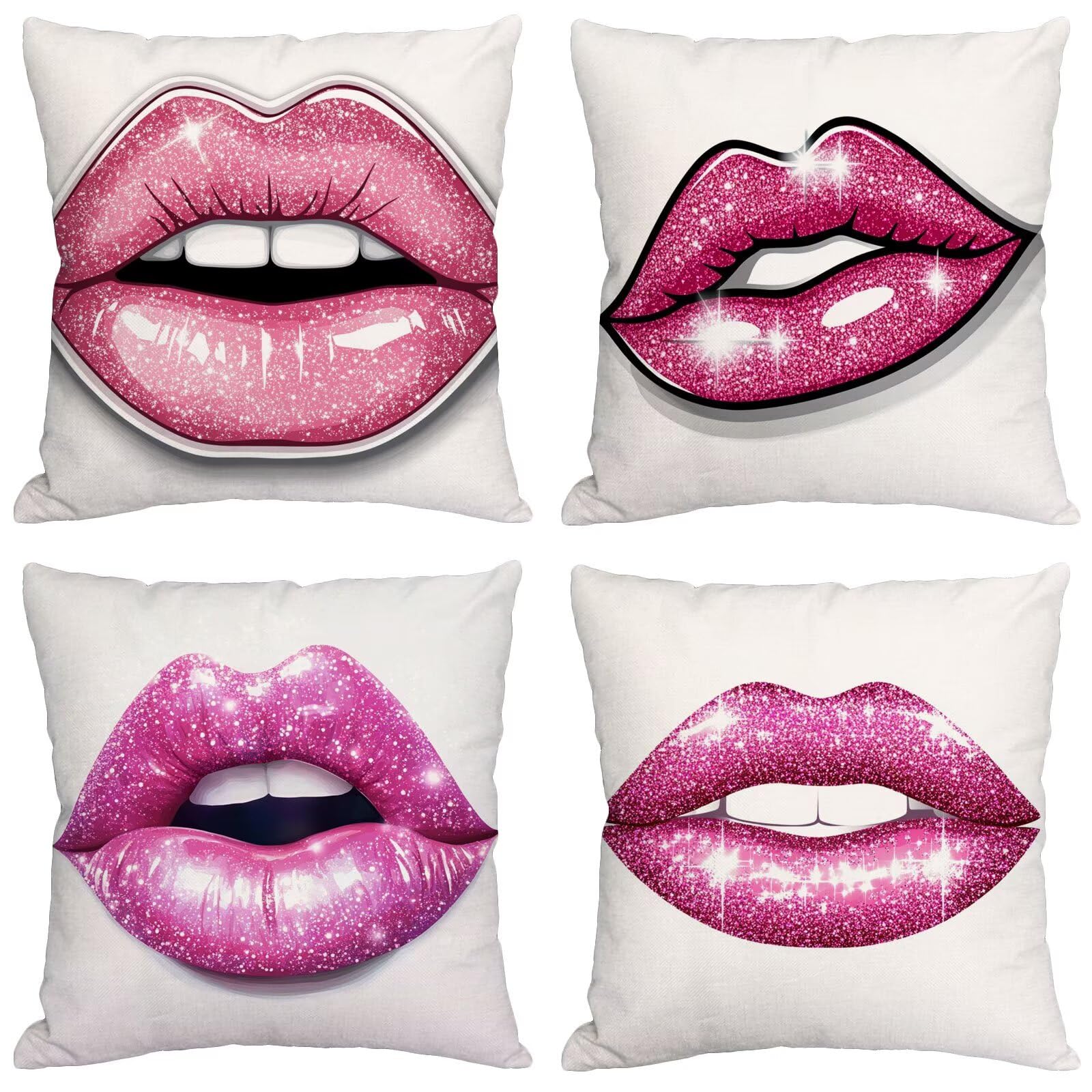 Housses coussin 40x40 cm rose lot de 4 imperméable extérieur pour canapé jardin