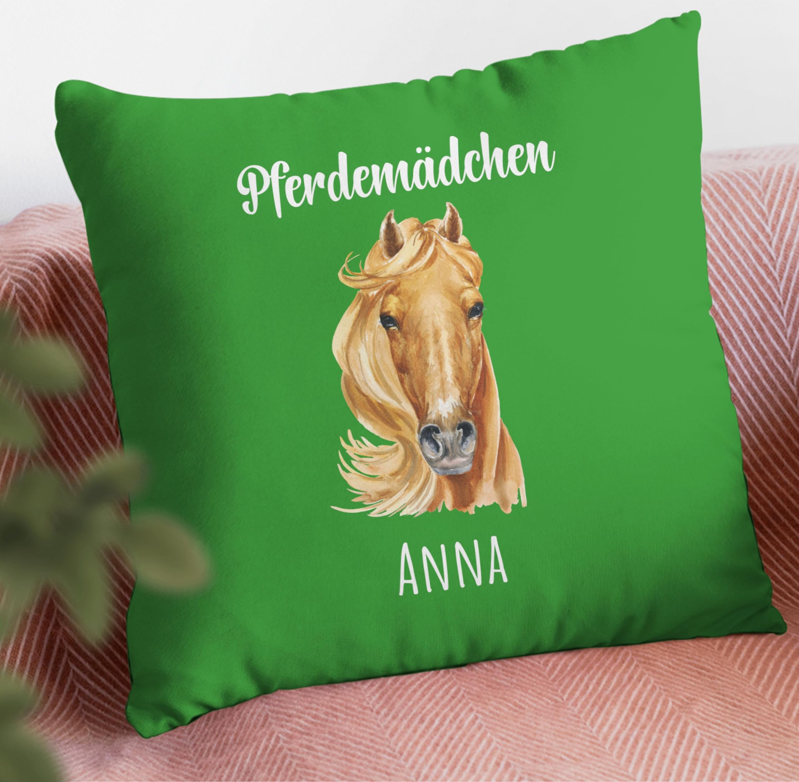 Pferdekissen 50x50 Cm – Personalisierbar Mit Pferdemotiv In Pink | Weiches Zierkissen Für Mädchen & Pferdefans