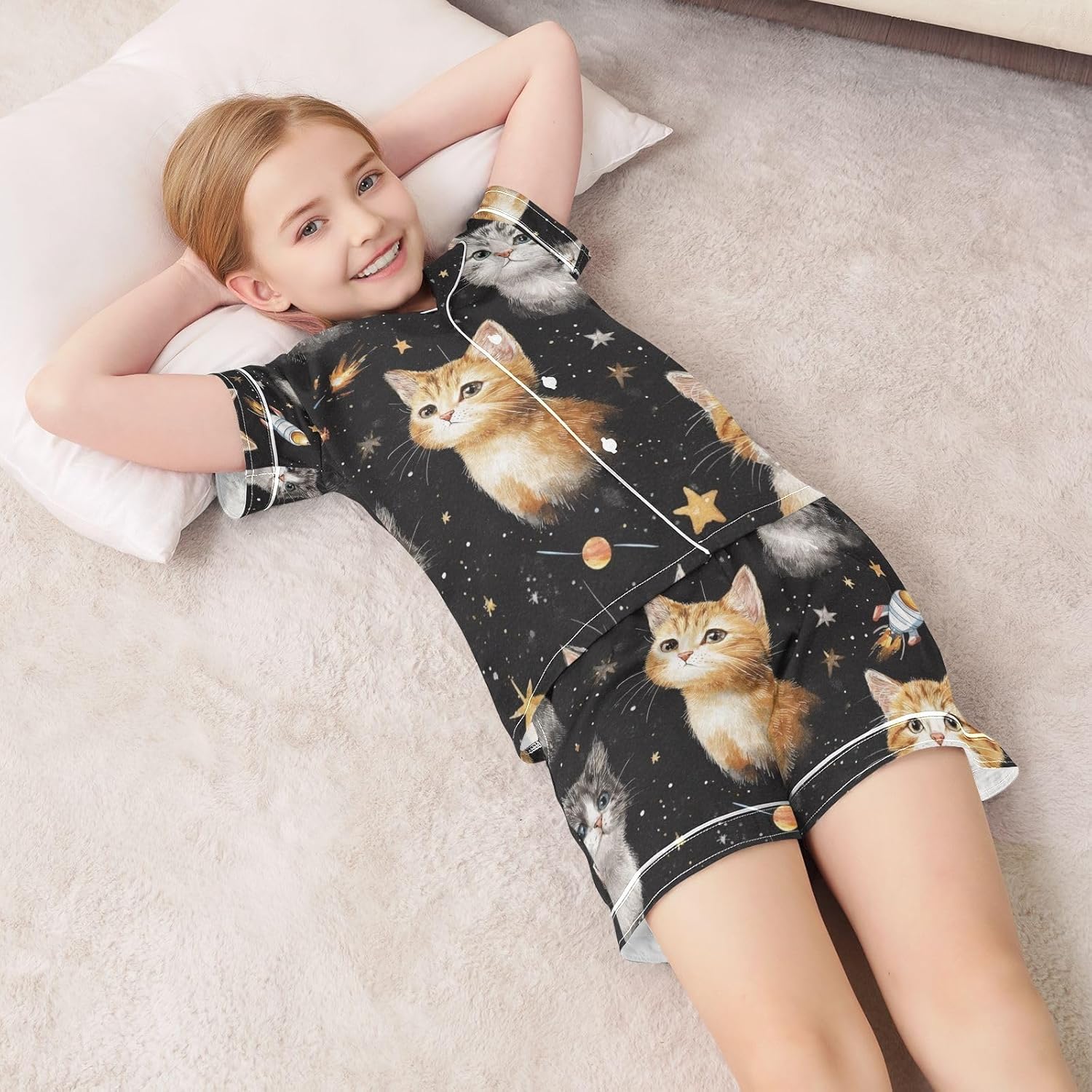Silk Pajamas Sets Soft Satin 2 Piece Pjs Set Short Sleeve Sleepwear Nightwear