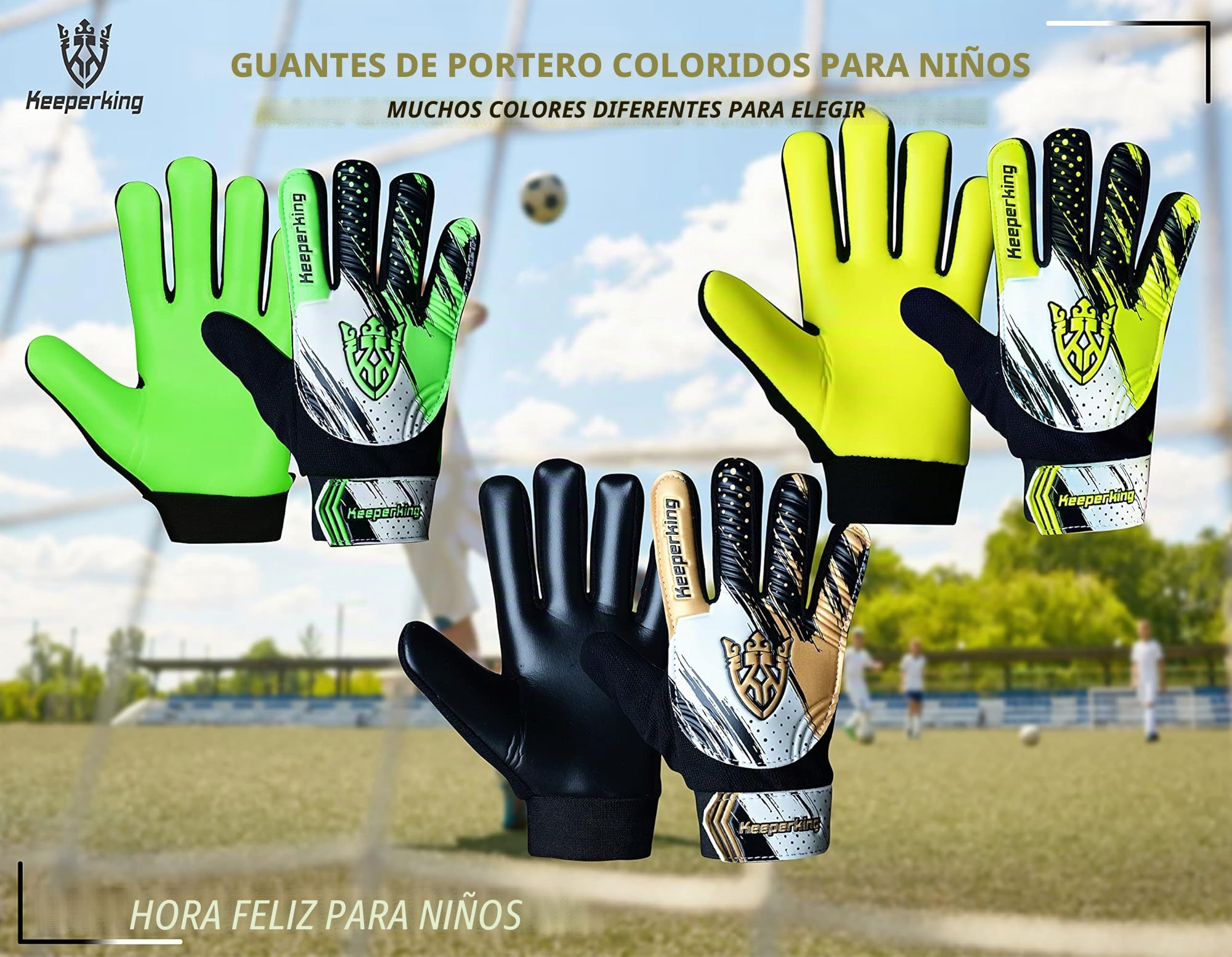 Keeperking Clawxen Guantes de Portero para Niños y Niñas de Fútbol, Talla 3-7