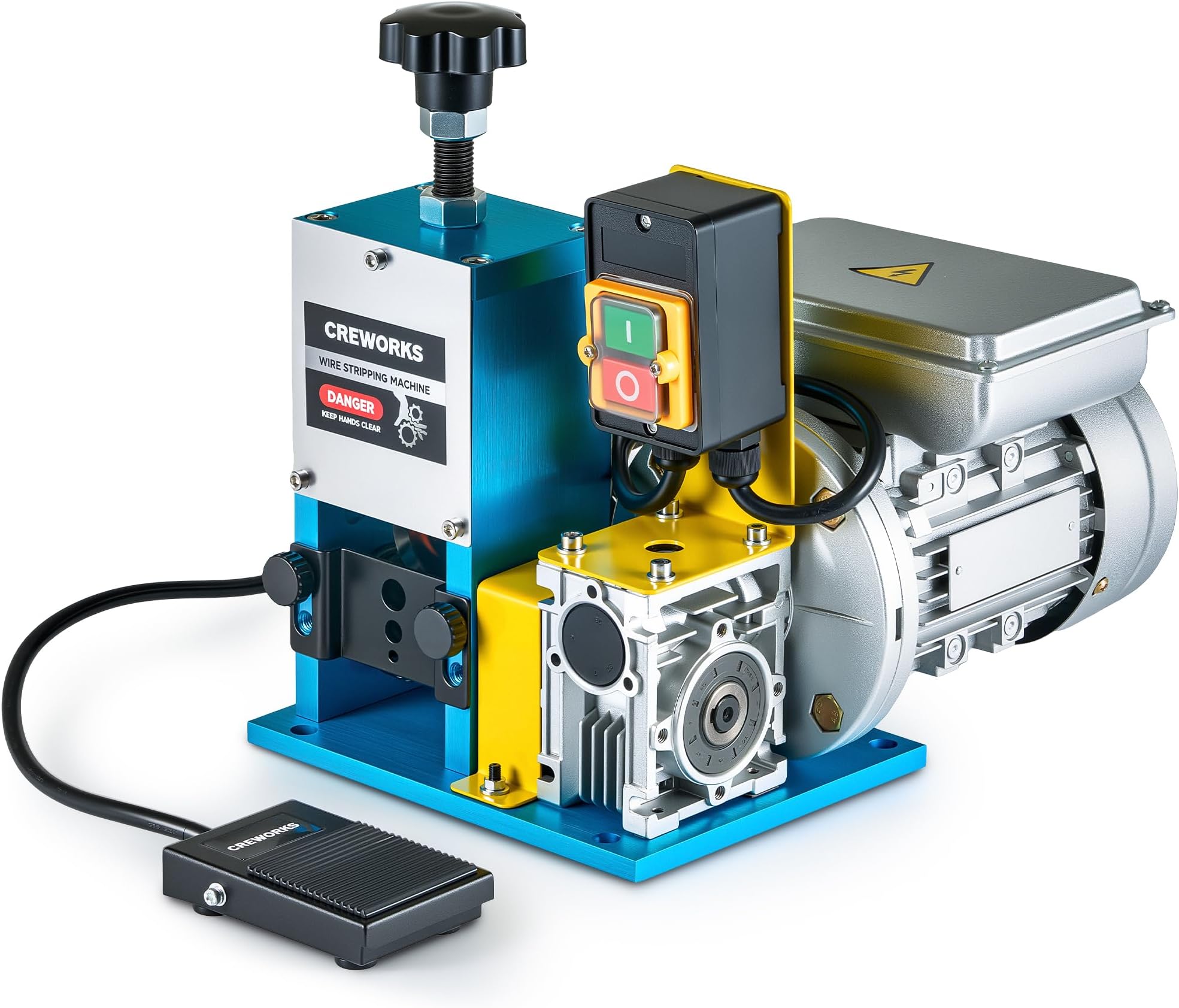CREWORKS 180W Electric Wire Stripper Machine, 0.06"-1" Automatic Wire Stripping Machine, Wire Stripping Tool for 1.5-25 mm Scrap Wire, 5 Channel Copper Wire Stripper Tool for Leftover Cable Recycling