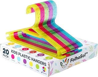 Kids Plastic Hangers (20 Pack, Multicolor), 11.4 Inch Colored Translucent Hangers for Baby/Toddler Clothing (Boys and Girls)