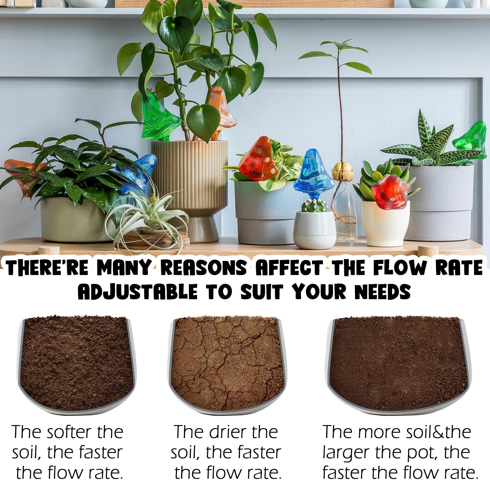 Famstar Plante auto-arrosage globes bulbes insert de pot de fleurs dispositifs d'arrosage automatique en plastique pics pour plantes d'intérieur et d'extérieur, système d'auto-irrigation dure une