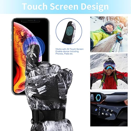 Miniatura 2 de HOIHOO Ski Gloves, Waterproof Snow Gloves -30 Winter Gloves for Cold Weather Touchscreen Snowboard Gloves Warm for Men Women