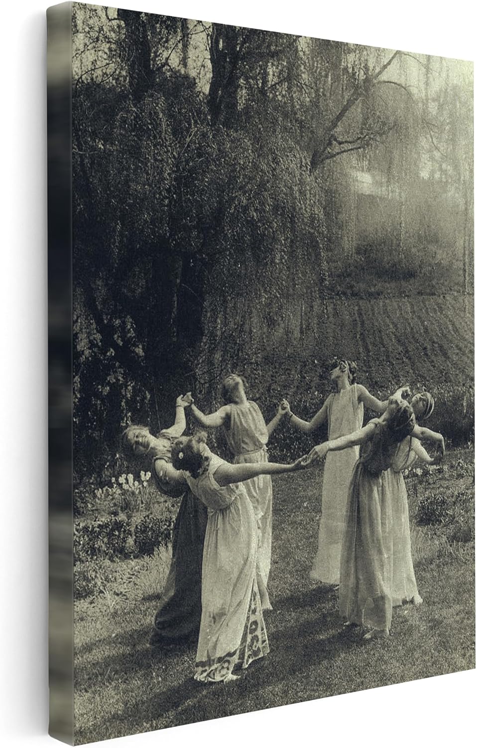 Poster Master Circle of Witches Canvas - Dancing Moon Girls Print - Paganism Art - Halloween Art - Gift for Men & Women - Gothic Decor for Living Room or Bedroom - 8x10 STRETCHED Canvas