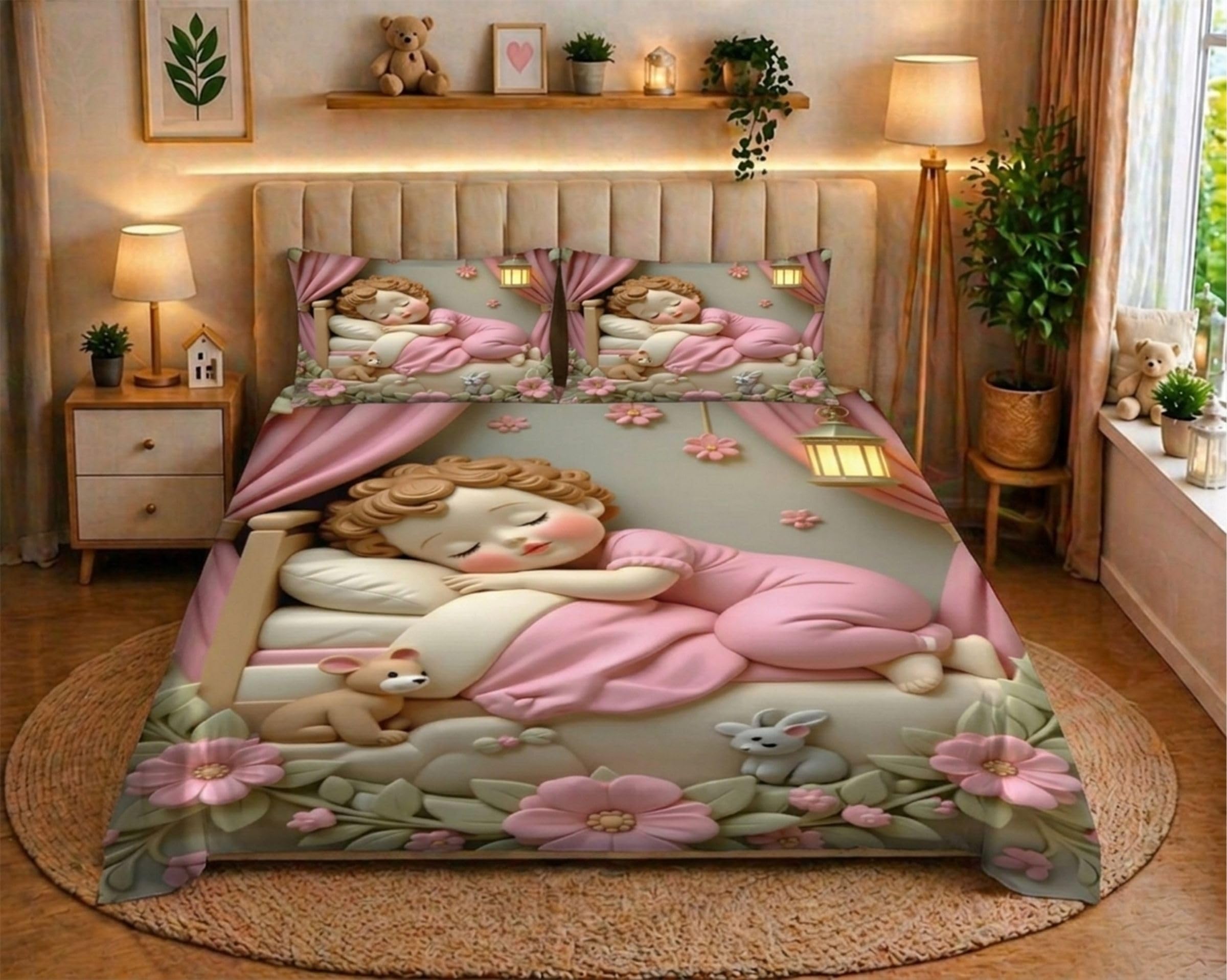 7D Printed Cotton Feel Microfiber Queen Size Double Bedsheet with Pillow Covers | Queen Size 90X100 Inches | 400 TC Premium Bedsheet | Soft & Skin Friendly | Vibrant 7D Digital Print Sea Girl-image-35