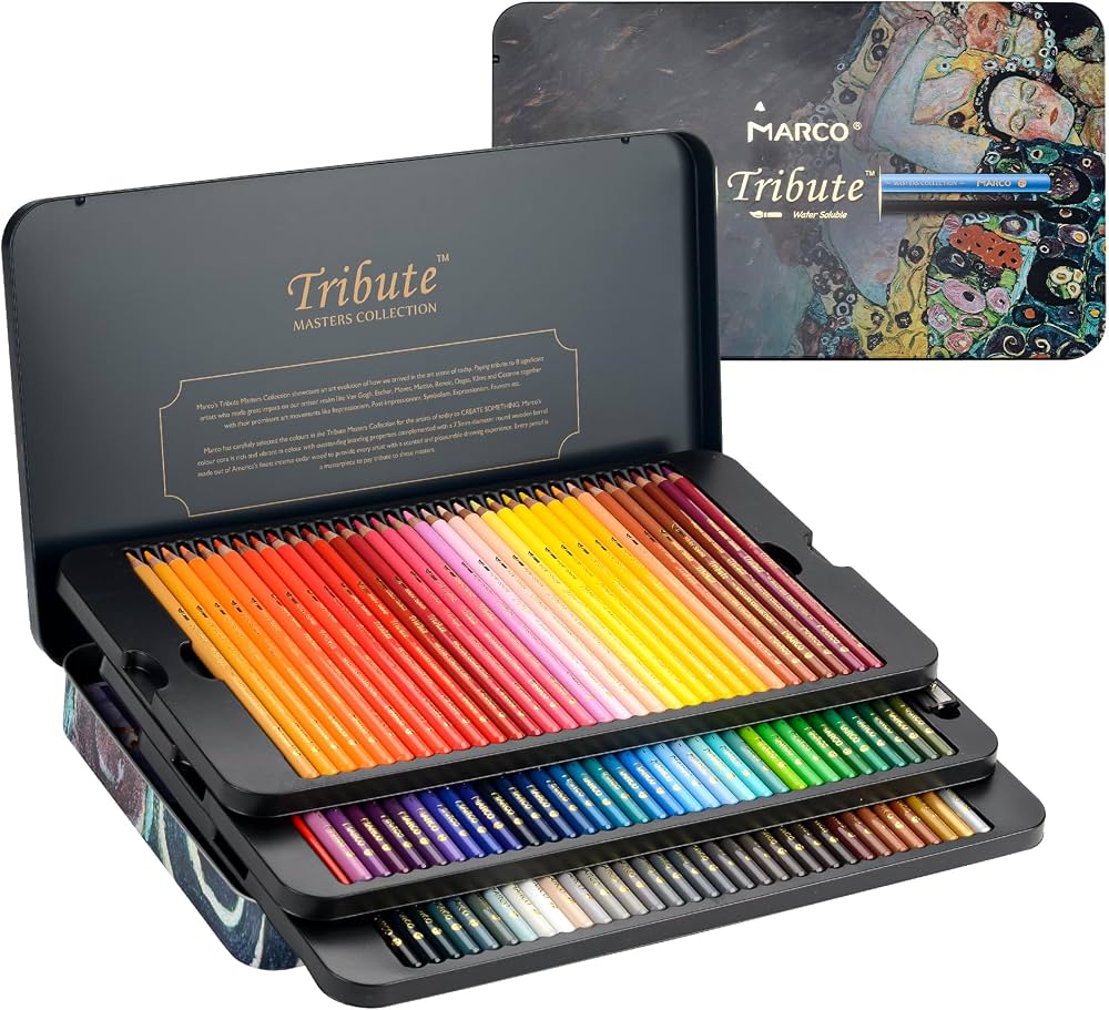 色鉛筆 100本セット メタリック色鉛筆付き Amazon | Marco 水彩色鉛筆 100 色セット ソフト芯 高発色 重ね塗り 鉄