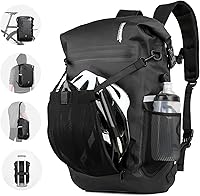 Huntvp Waterproof Bike Pannier Bag Backpack with Helmet Cover & 15" Laptop Sleeve - Multifunctional Cycling Rear Trunk Bag (Black)