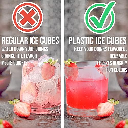 Miniatura 4 de Urban Essentials JUMBO - Cubos de hielo reutilizables  cubitos de hielo cuadrados de plástico transparente de congelación rápida con bolsa