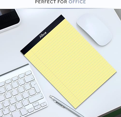 Miniatura 4 de Bloc de notas legales amarillas de 8.5 x 11 pulgadas, paquete de 12 blocs de escritura perforados con rayas anchas, papel grueso de alta calidad,