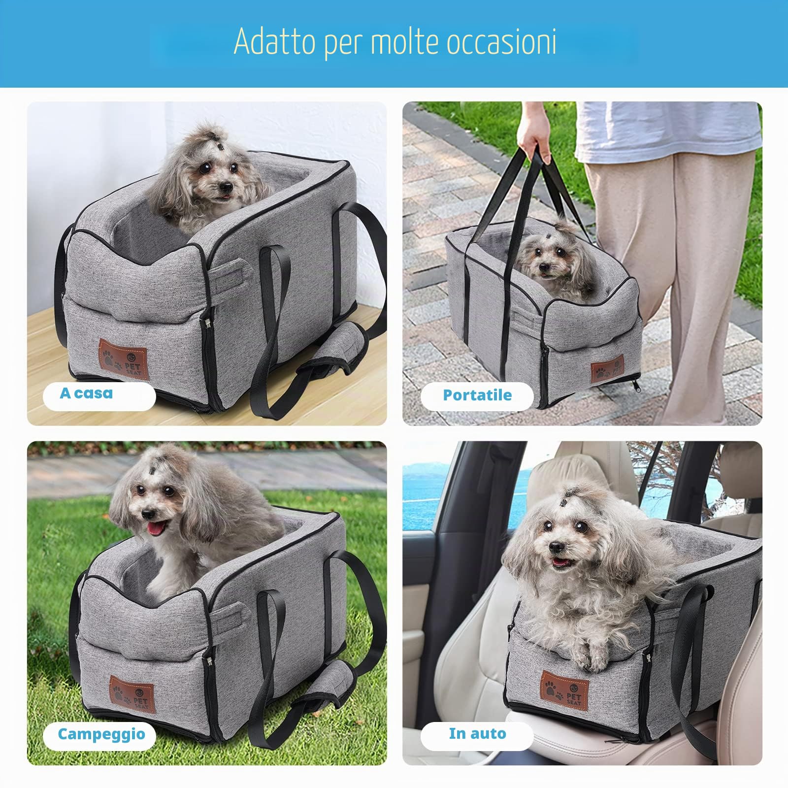 Seggiolino auto per cani di piccola taglia Seggiolino per auto per animali domestici di piccola taglia fino a 6,1 kg Console centrale Cani e Gatti Seggiolino auto adatto per auto, casa e viaggi