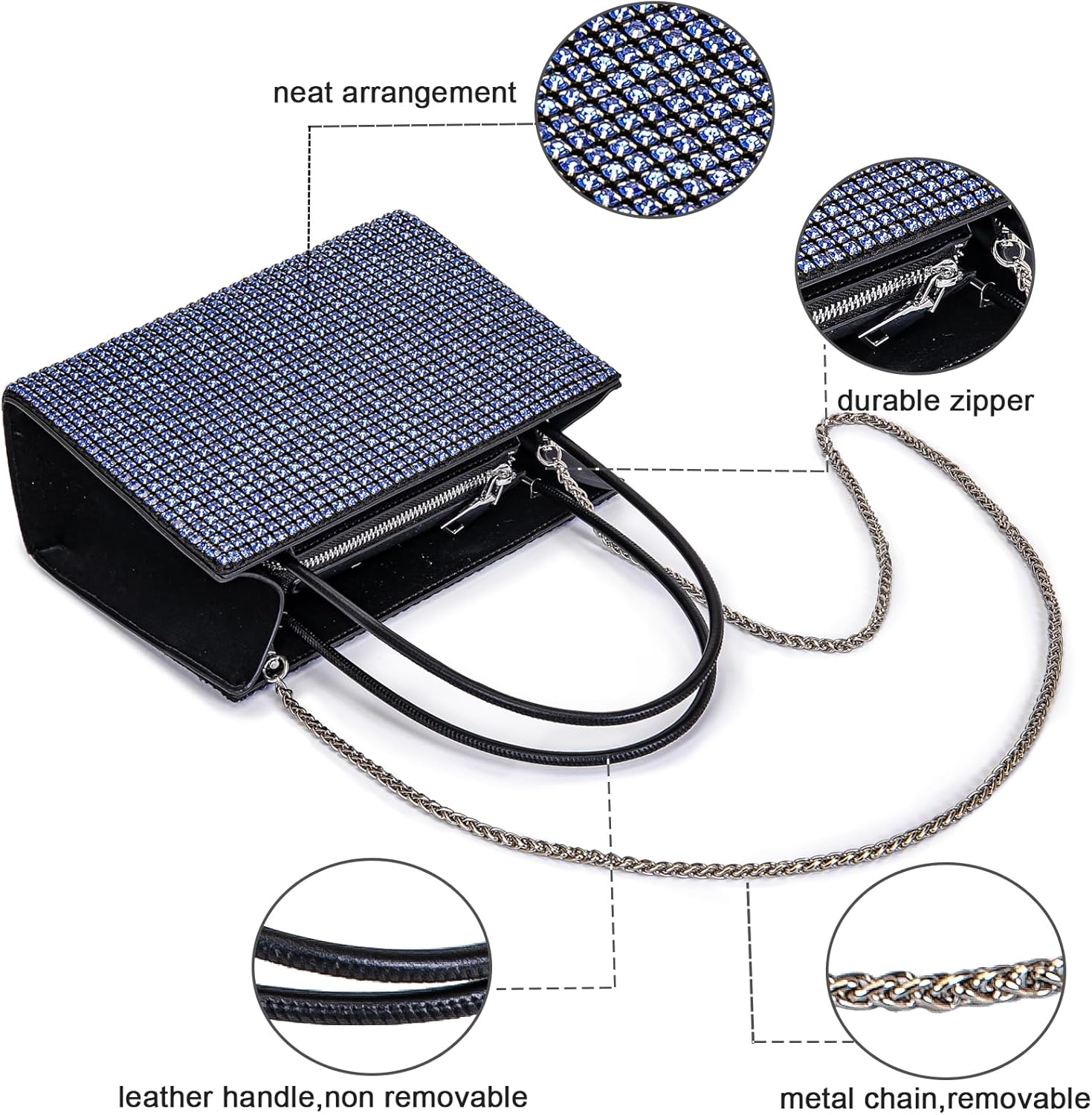 Women's Evening Handbags Women Tote Top Handle Purse Shoulder Satchel Bags Sparkly Rhinestone Evening Clutch Purse Formal - Image 4