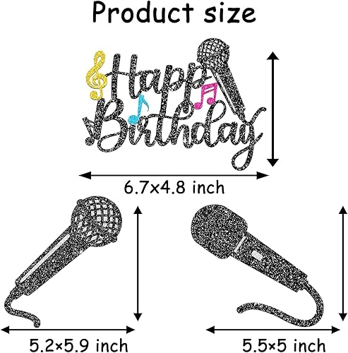 Miniatura 7 de Palitos de centro de mesa de micrófono con purpurina para decoración de mesa de fiesta, 16 piezas de música KTV, centros de mesa para cumpleaños de