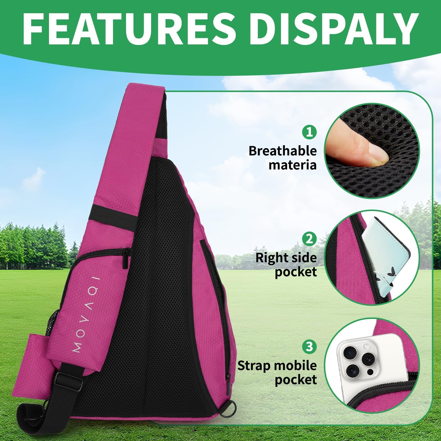 MOYAQI Disc Golf Bag with Retriever Holder and Storage Pockets, Disc Golf Backpack with 8-10 Disc Capacity, Padded Adjustable Strap and Back Panel, Lightweight and Durable