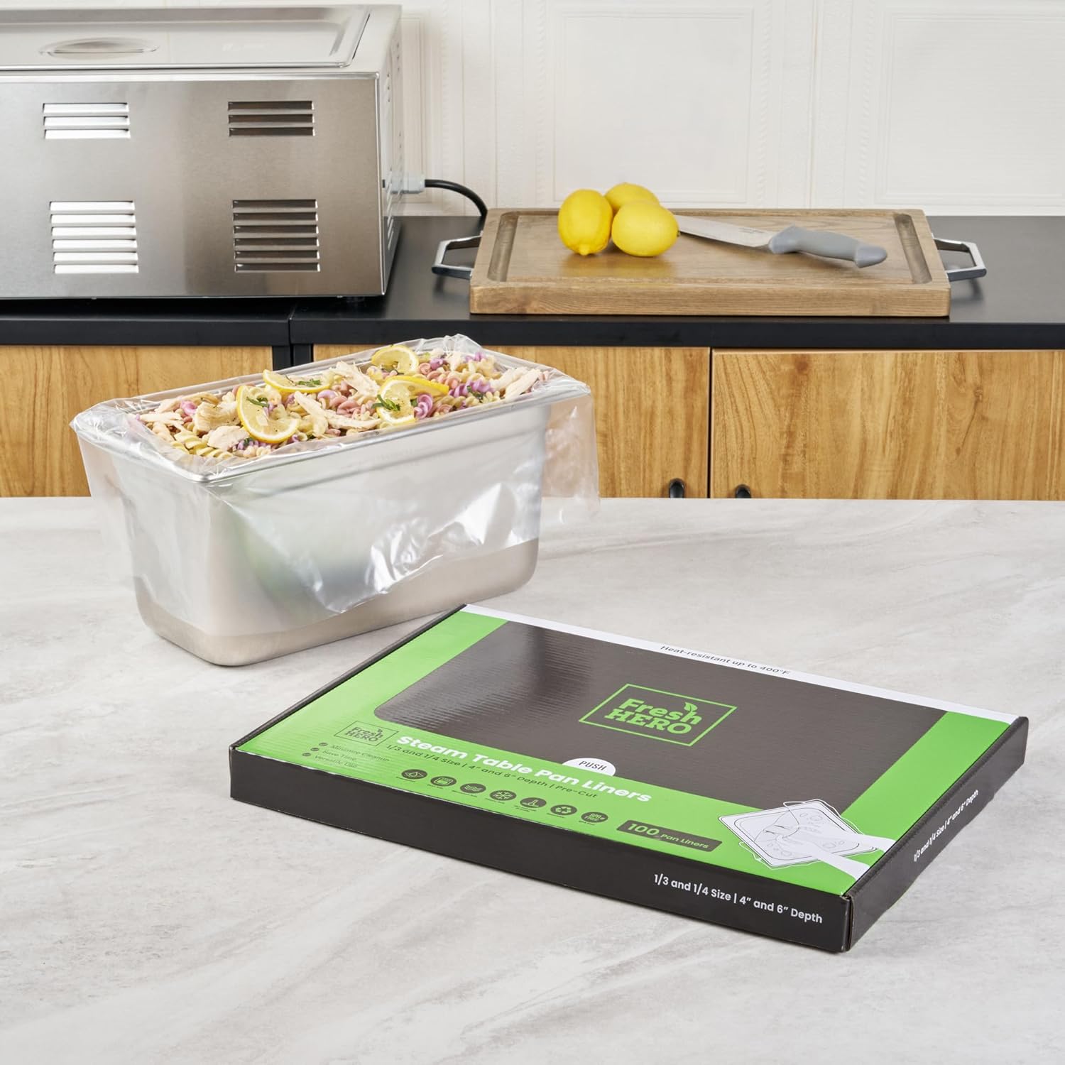 Restaurantware Disposable Pan Liners 100 Count 19 x 14 Inches Plastic Nylon Cooking Bags Oven-Safe Steam Table Liners Clear For Catering