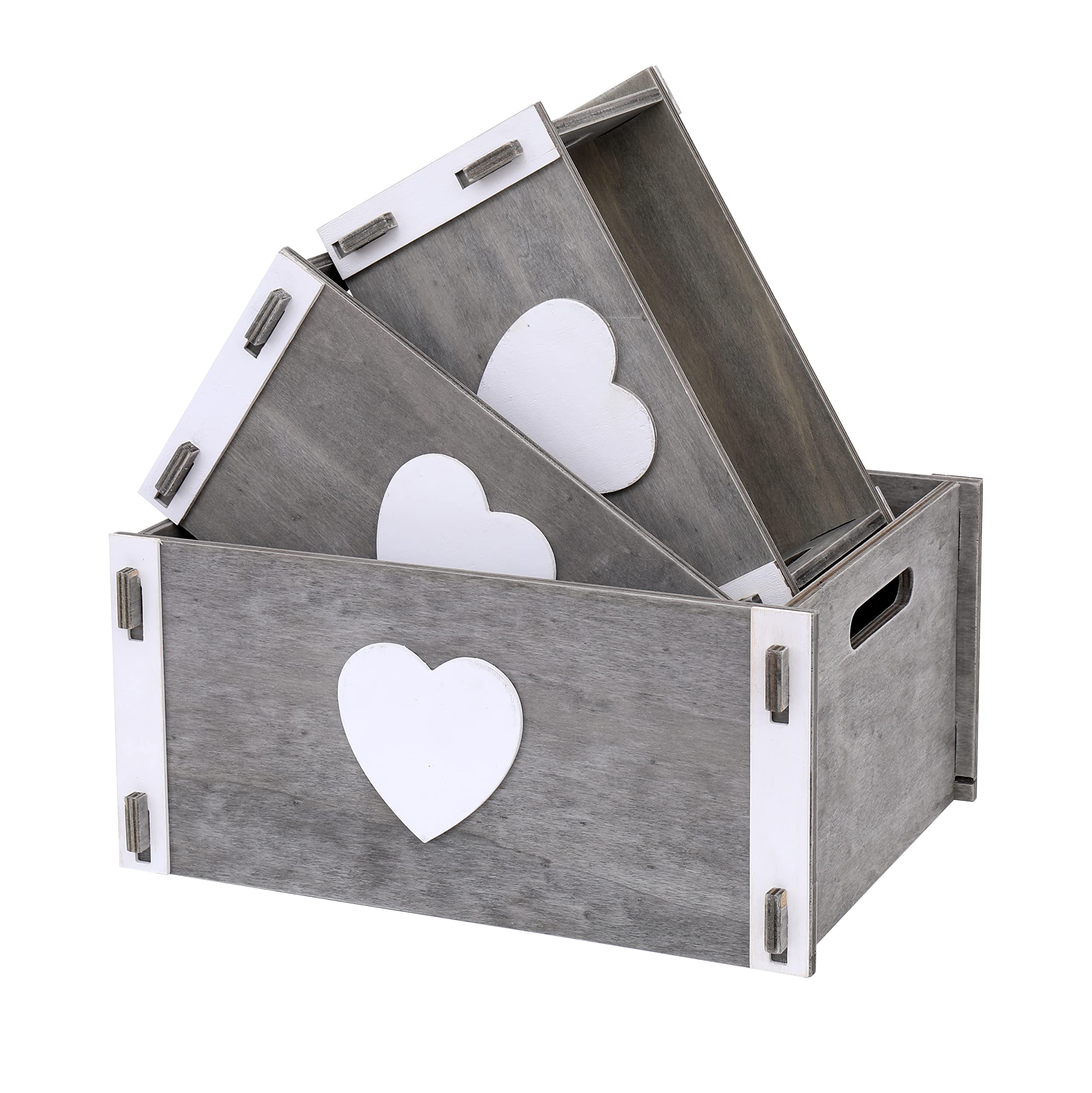 Farmhouse Style Assemble Nesting Wooden Crates,Decorativewooden Storage Crates, Rustic Wood Boxes For Display. (GREY)