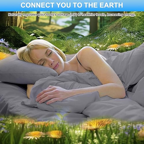 Miniatura 5 de Sábanas de tierra para Earthing tamaño California King, sábanas bajeras de tierra para mejorar el sueño, mejor trabajo y ayudar con la ansiedad,