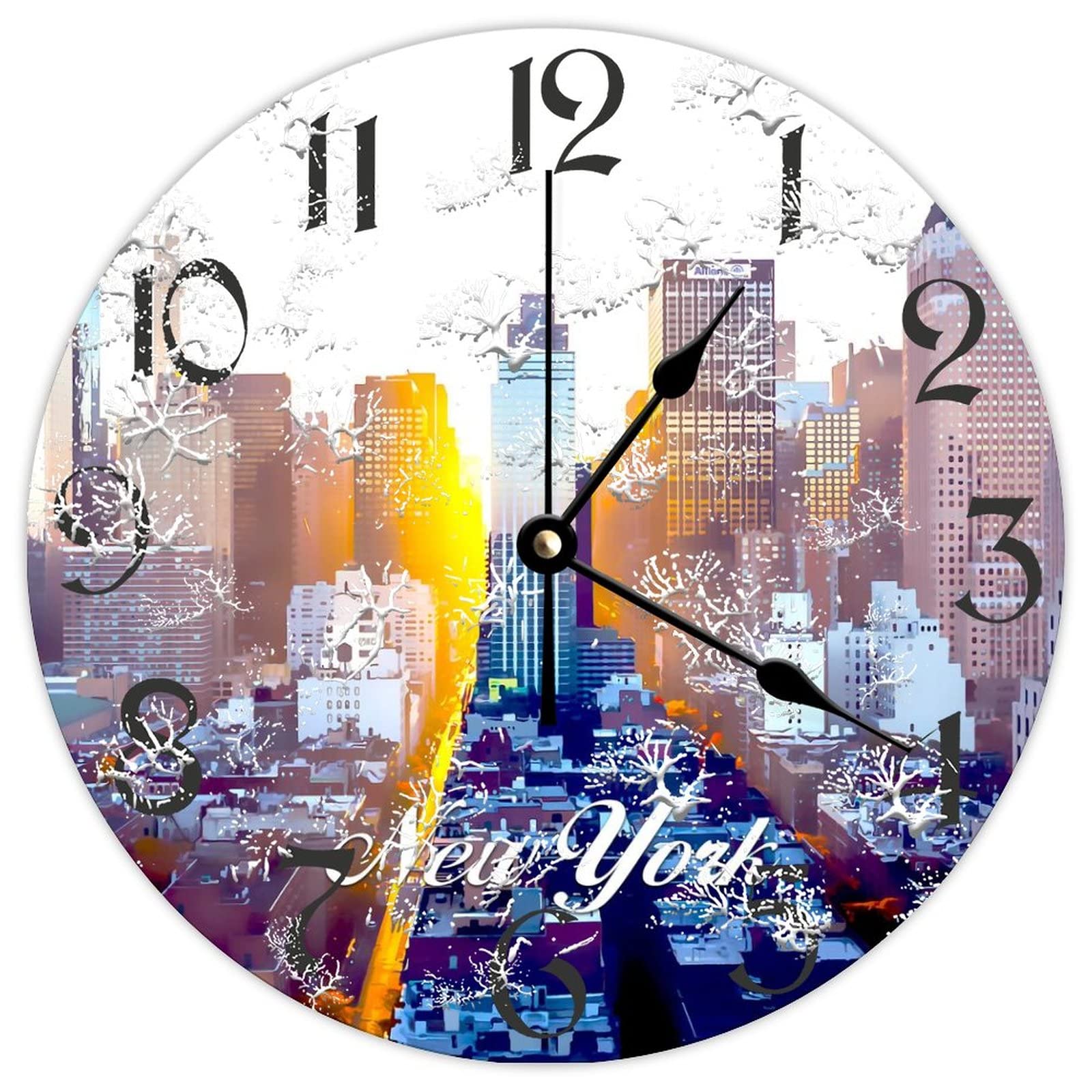 Horloge murale New York City en bois idée cadeau vintage pour une crémaillère ou un proche