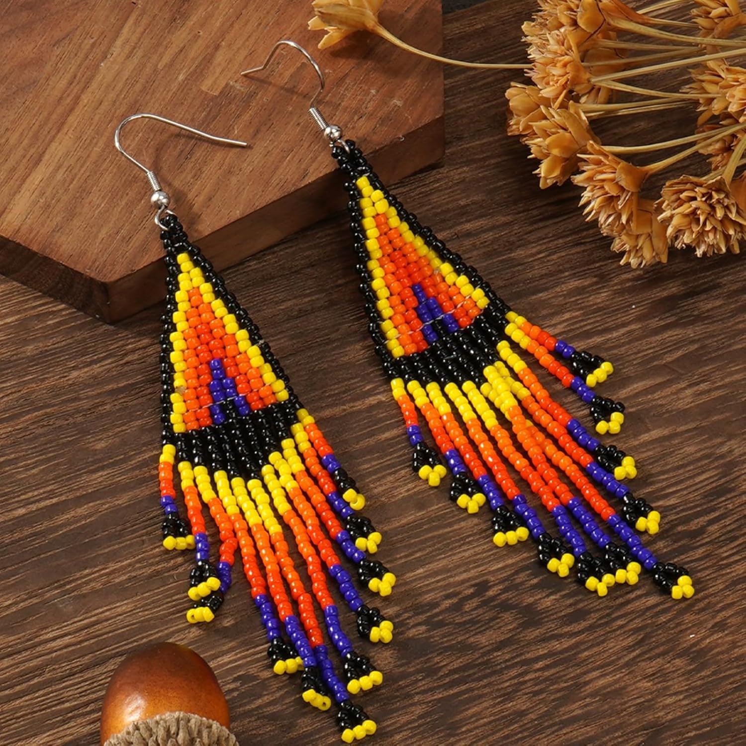 Bohemian Beaded Long Tassel Dangle Earrings for Women, Handmade Jewelry White Tarnish Resistant Lightweight Design, Stylish Accessory for Beach Vacation Party and Gift - Image 9