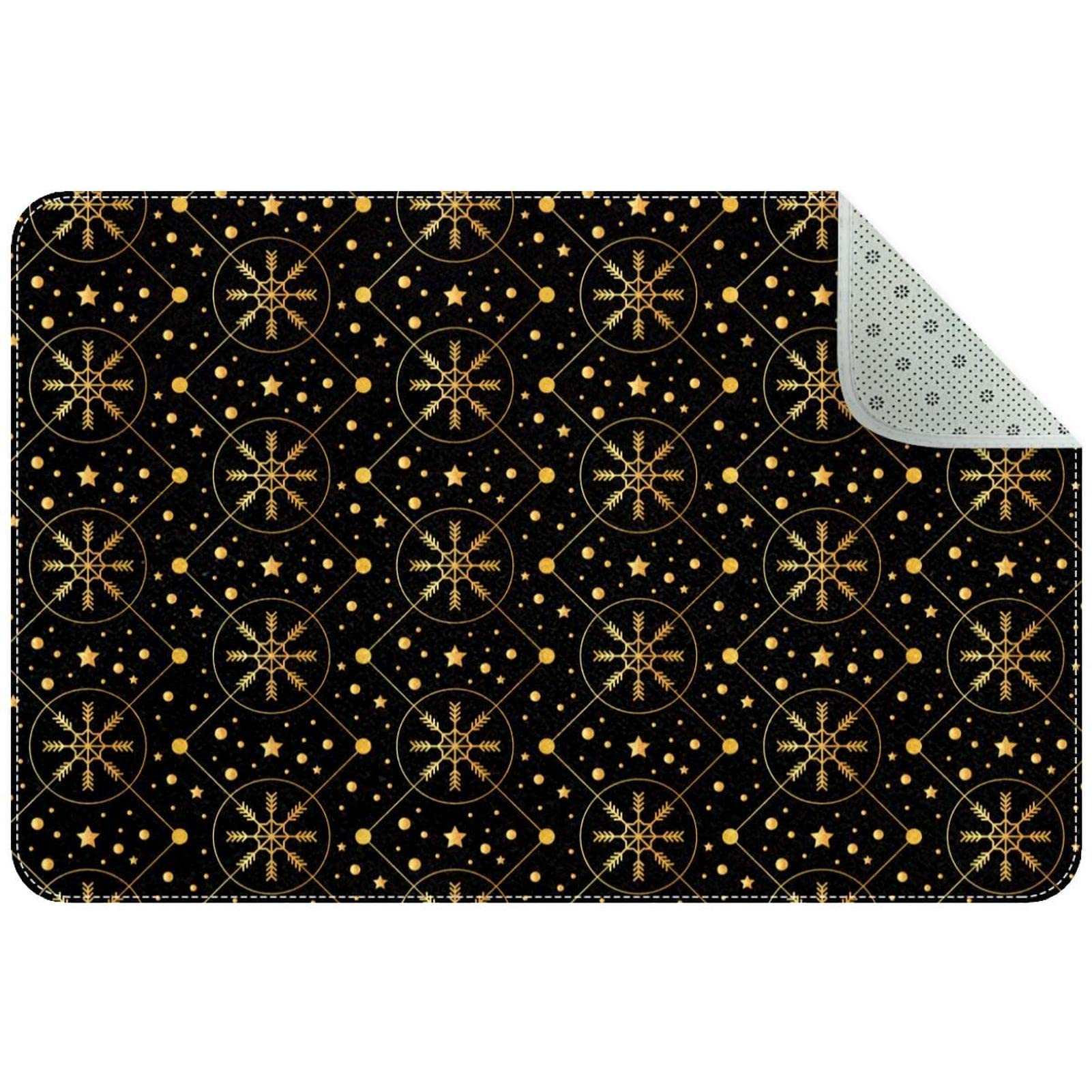 Tapis d'entrée doux à flocons dorés pour sublimer votre couloir et votre intérieur