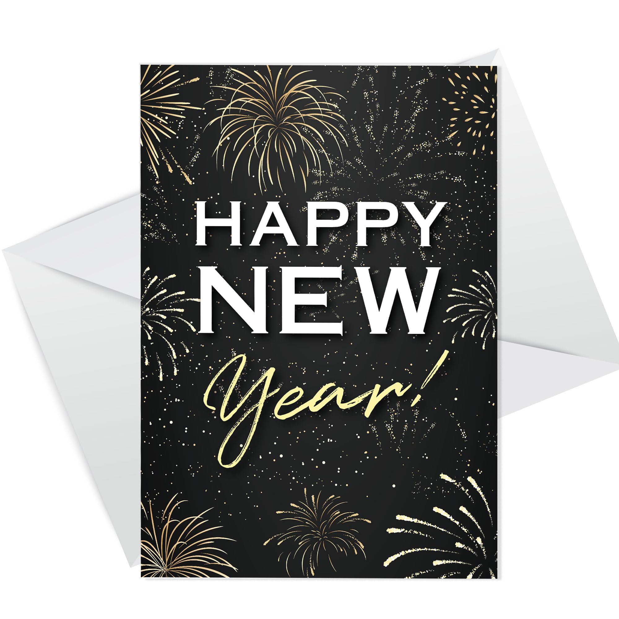 RED OCEAN New Year Greeting Card With White Envelope, Happy New Year Card For Friends Family, New Year Card For Colleagues Neighbours, Cousins, Auntie and Uncle