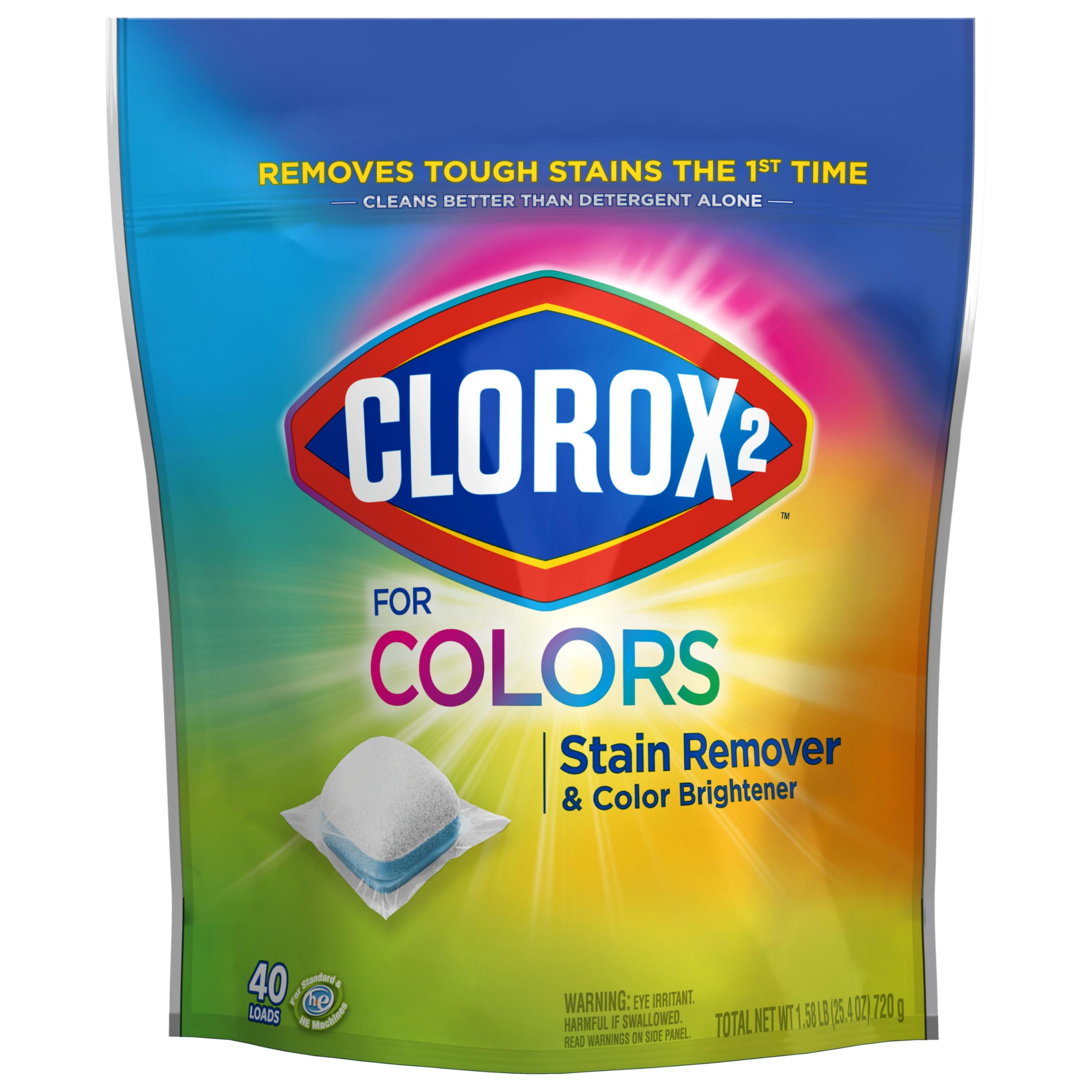 CLOROX 2 for Colors - Stain Remover and Color Brightener Packs, 40 Count (Packaging May Vary)
