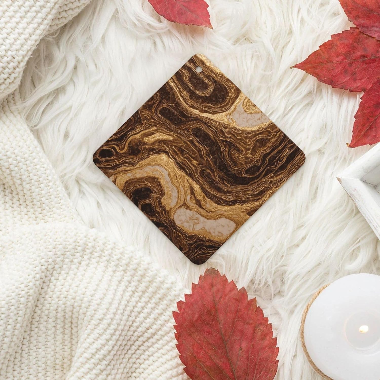 Car Air Freshener 24 PCS Golden Marble Hanging Car Air Fresheners Auto Interior Decor Card Freshener Strong Scented Card Lavender Cars Scents for Office Bedroom Close Drawer Square