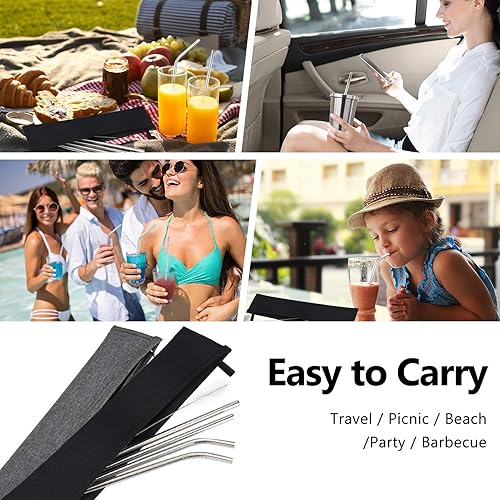 Miniatura 7 de Aosbos Estuche de transporte reutilizable para pajitas de metal, pajitas de papel, pajitas de plástico, pajitas desechables, pajitas de silicona,