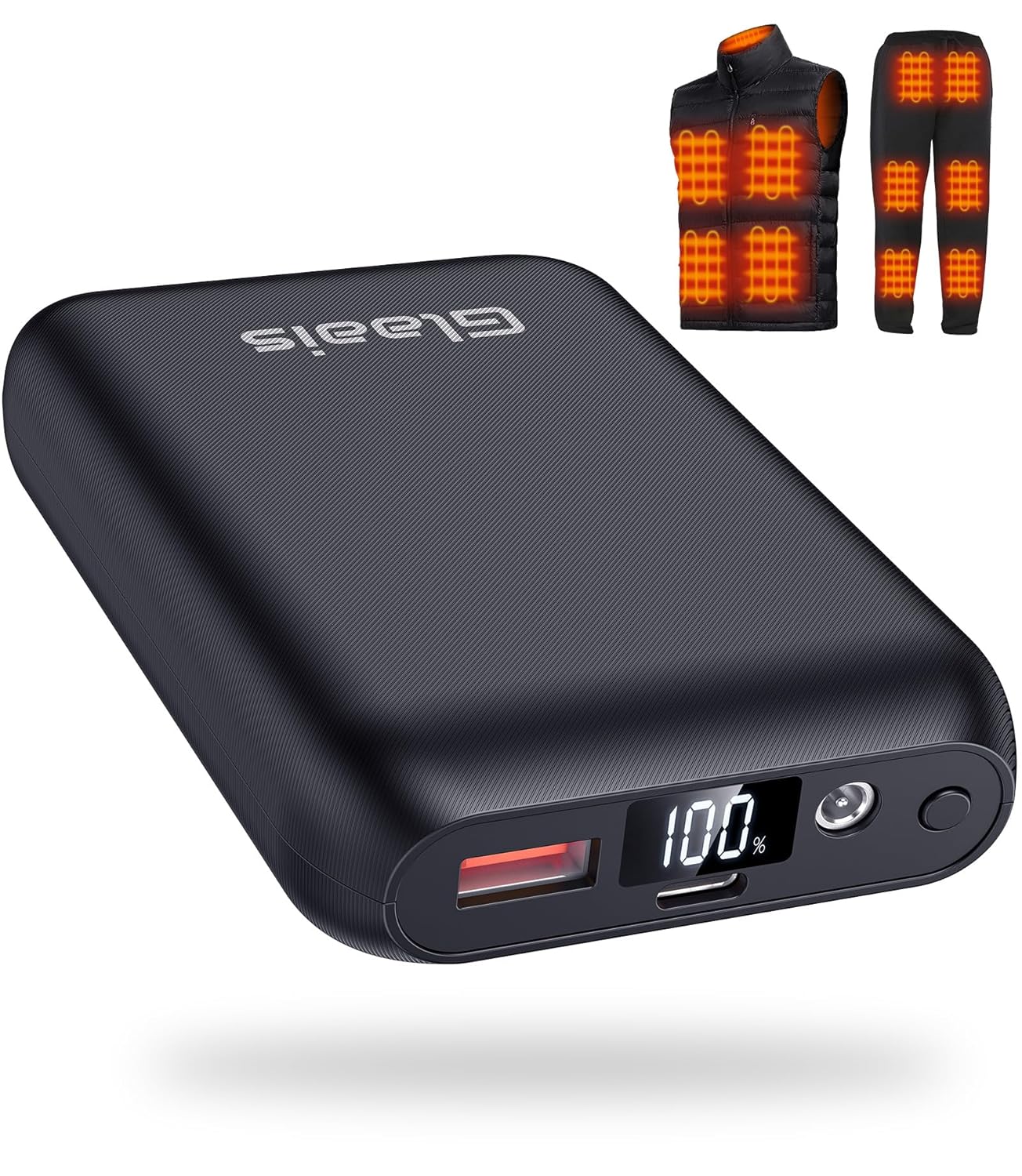 Glaais 7 4V 16000mAh Heated Vest Battery Pack Compatible with ORORO LED Display Battery Pack for Heated Vest
