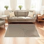 Capslpad Easy Jute Area Rug 3x5,Non-Slip Outdoor Patio Rug,Geometric Washable Carpet,Backyard Outdoor Area Rugs for Living Room Bedroom Dining Room Kitchen,Arch Lines Brown