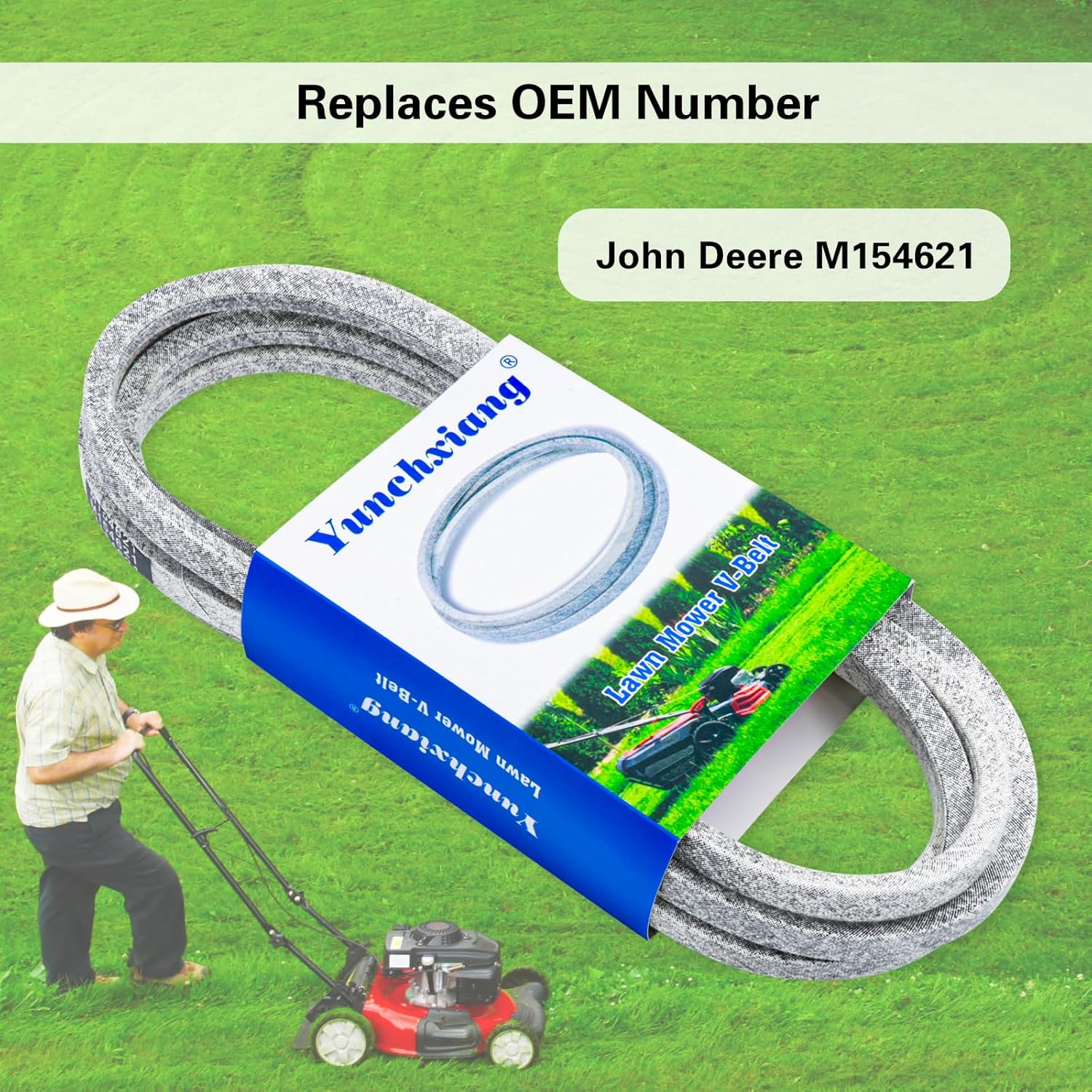 M154621 Deck Belt Kevlar for John Deere X300, X304 X310 Lawn Tractors, Replaces M154621 John Deere 42 inch Deck Belt - 1/2" x 146"