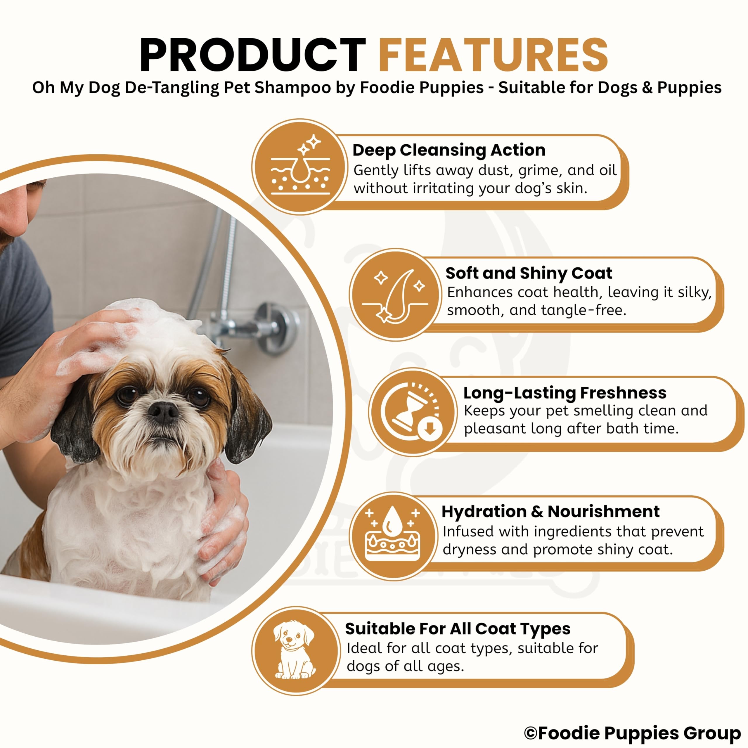 Foodie Puppies Oh My Dog Detangling Shampoo for Dogs and Puppies - 500ml | Paraben & Cruelty-Free Ultimate Pet Shampoo | Shiny, Soft and Tangle-Free Fur | Suitable for All Breeds and Sizes 4
