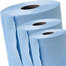 Pack of 12 Blue Centrefeed Rolls 2ply Paper Towels Embossed Wiper Cleaning Multipurpose Roll