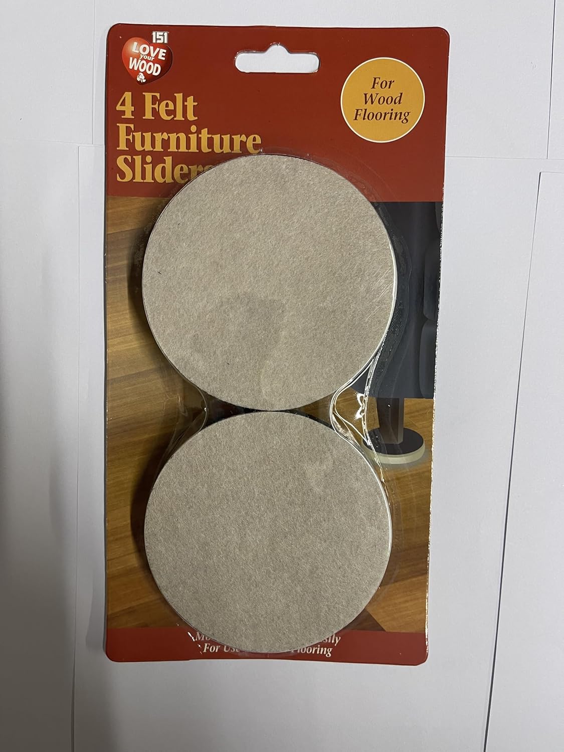 Love your Wood Furniture Sliders, 4 Pack, 3.5" 9cm, Felt Pads, Floor Protector Gliders for Wooden Laminate