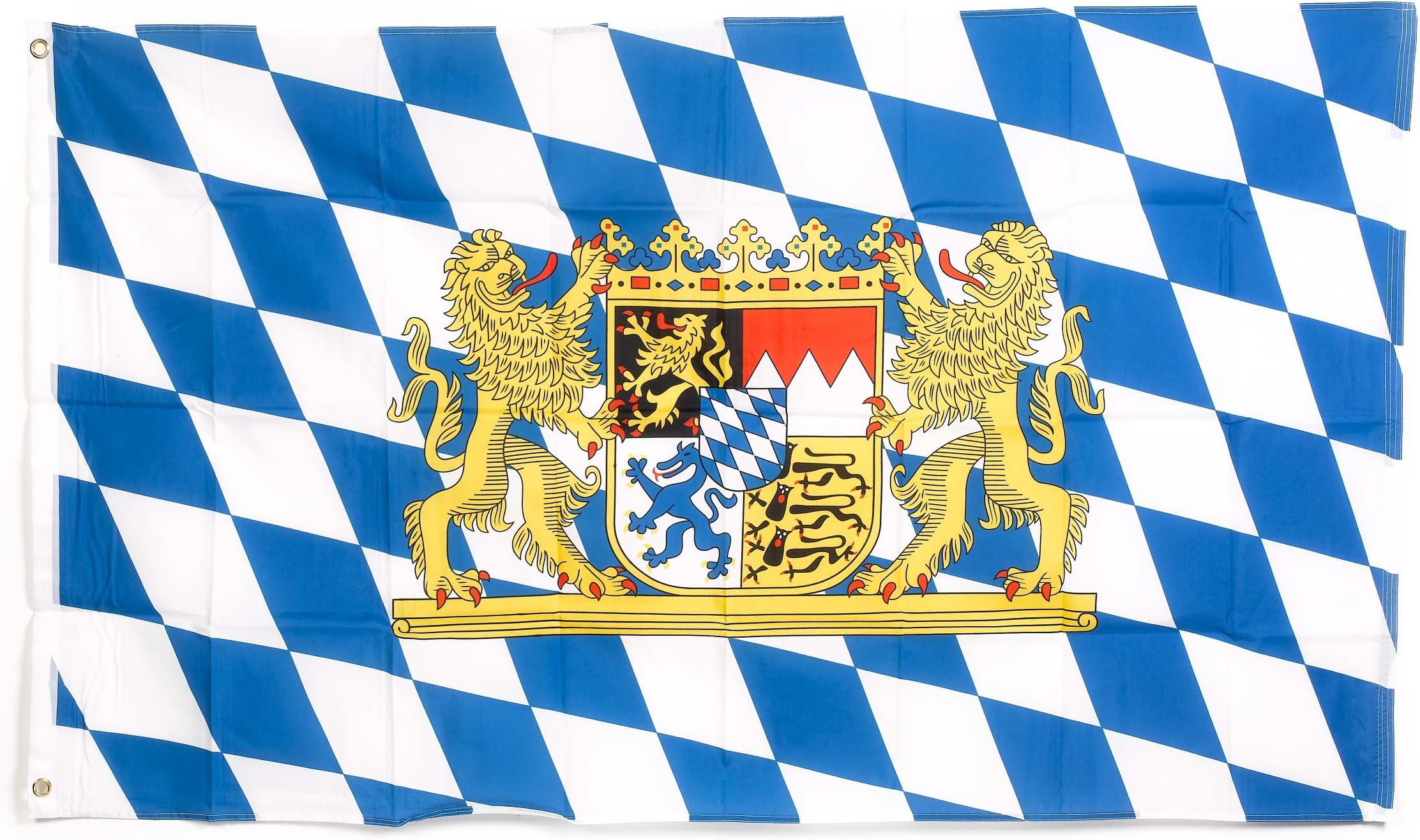Oktoberfest Bavarian Check Flag with Lion, 3 x 5 Feet