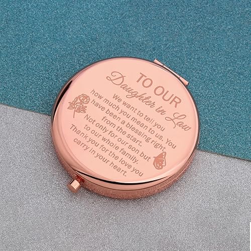 Miniatura 4 de MAOFAED Espejo compacto de regalo para nuera para nuera, regalo de boda para novia, espejo de maquillaje para despedida de soltera (espejo de hija