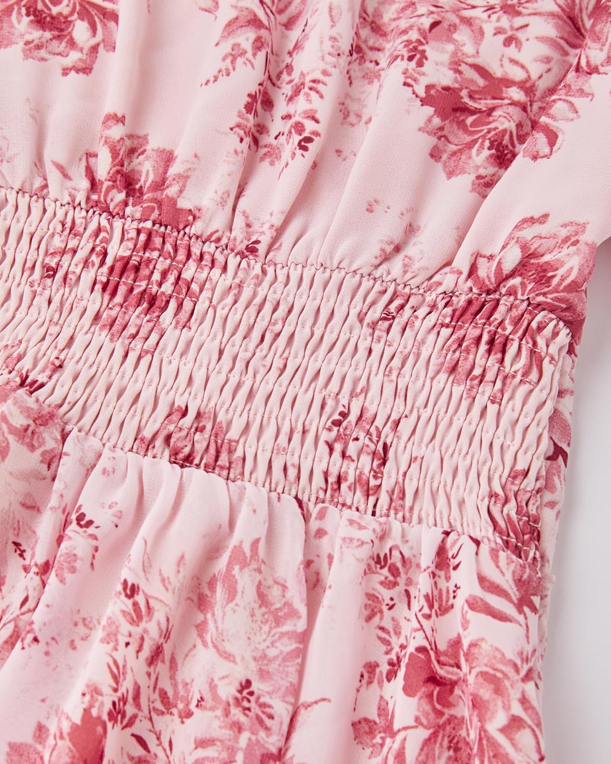 ADOR Women's Floral Summer Empire Waist V Neck Casual Long Flowy Chiffon Maxi Dress Ruffle Tiered Short Sleeve A-line Dreses - Image 8