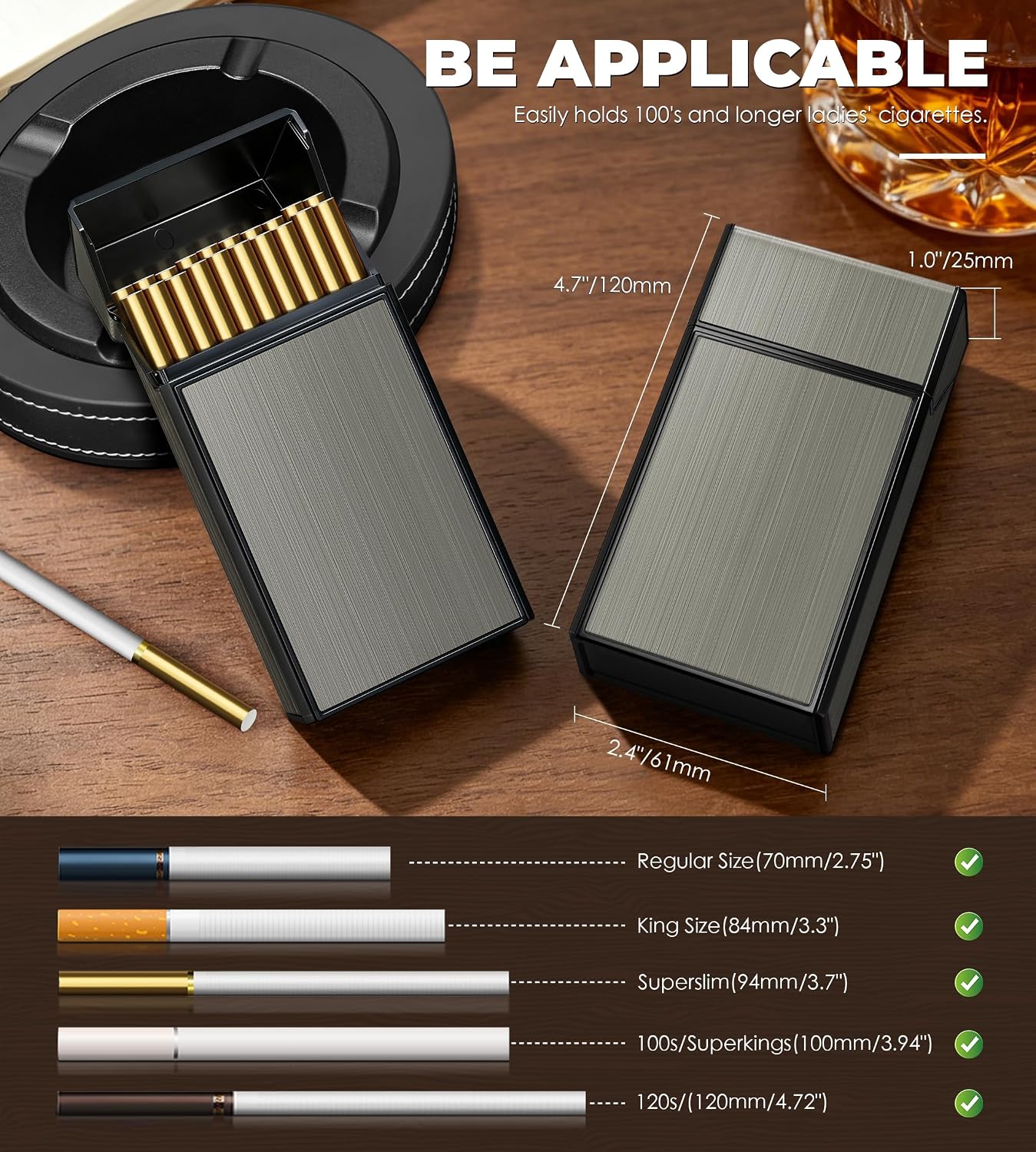 X-LIGHTER XL153 Cigarette Case with Lighter – Windproof Flameless Dual Arc Rechargeable, Moisture Proof Cigarette Holder Case for 100s, Odor Blocking Travel Case, Men's Women's Gift