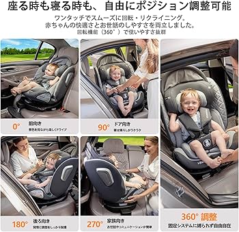 Amazon | Vasacava チャイルドシート 新生児 isofix 回転式 360