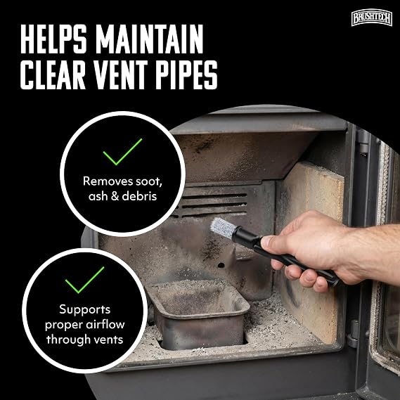 BRUSHTECH Brushtech Pellet Stove Cleaning Brush for 3 Vent Pipes Kit - Black
