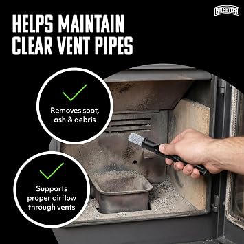 BRUSHTECH Brushtech Pellet Stove Cleaning Brush for 3 Vent Pipes Kit - Black