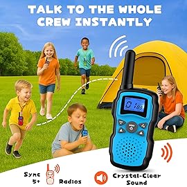 Wishouse Walkie Talkies for Kids Rechargeable Long Range, Xmas Birthday Gift for Boys Girls 4 5 6 7 8 9 10 Year Old, Hiking Camping Gear Games Toys Ideas with Flashlight, VOX, Easy to Use, 4 Pack