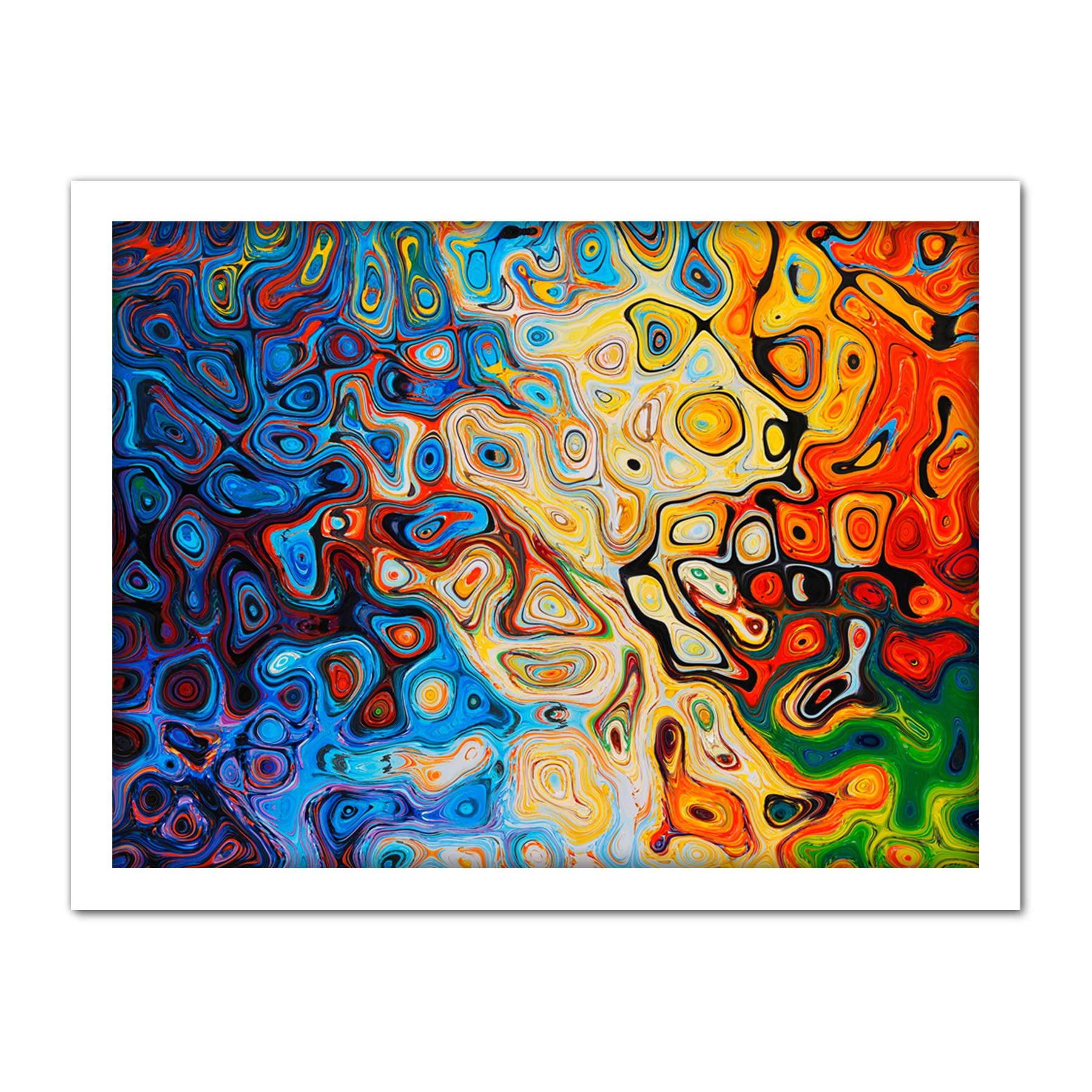 Artery8 Bright Colourful Abstract Shapes Painting Artwork Framed Wall Art Print 18X24 Inch