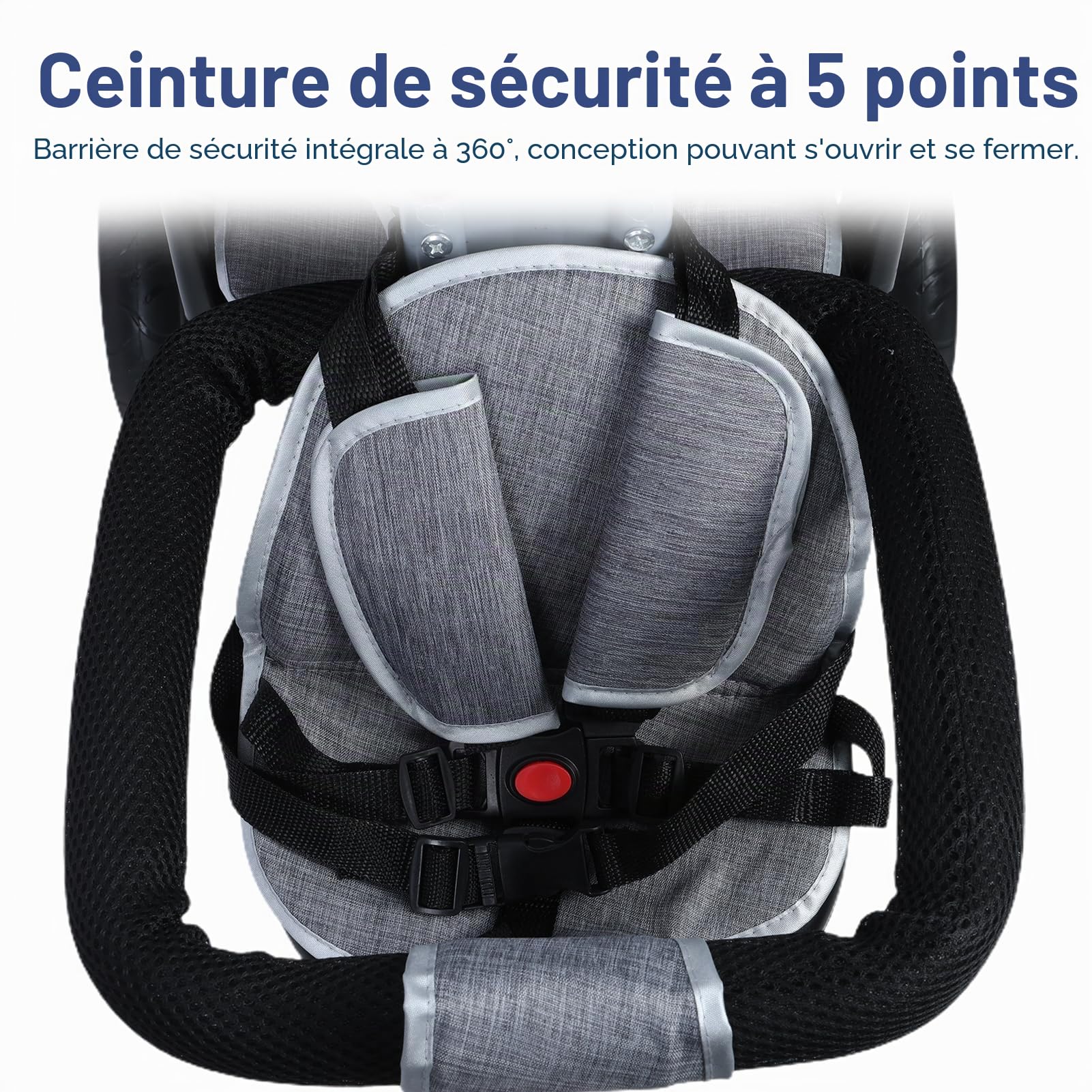 Poussette double tandem tricycle – Siège double avec auvent pour enfants de 2 à 8 ans, poussette double légère et durable pour un transport facile et un confort optimal.