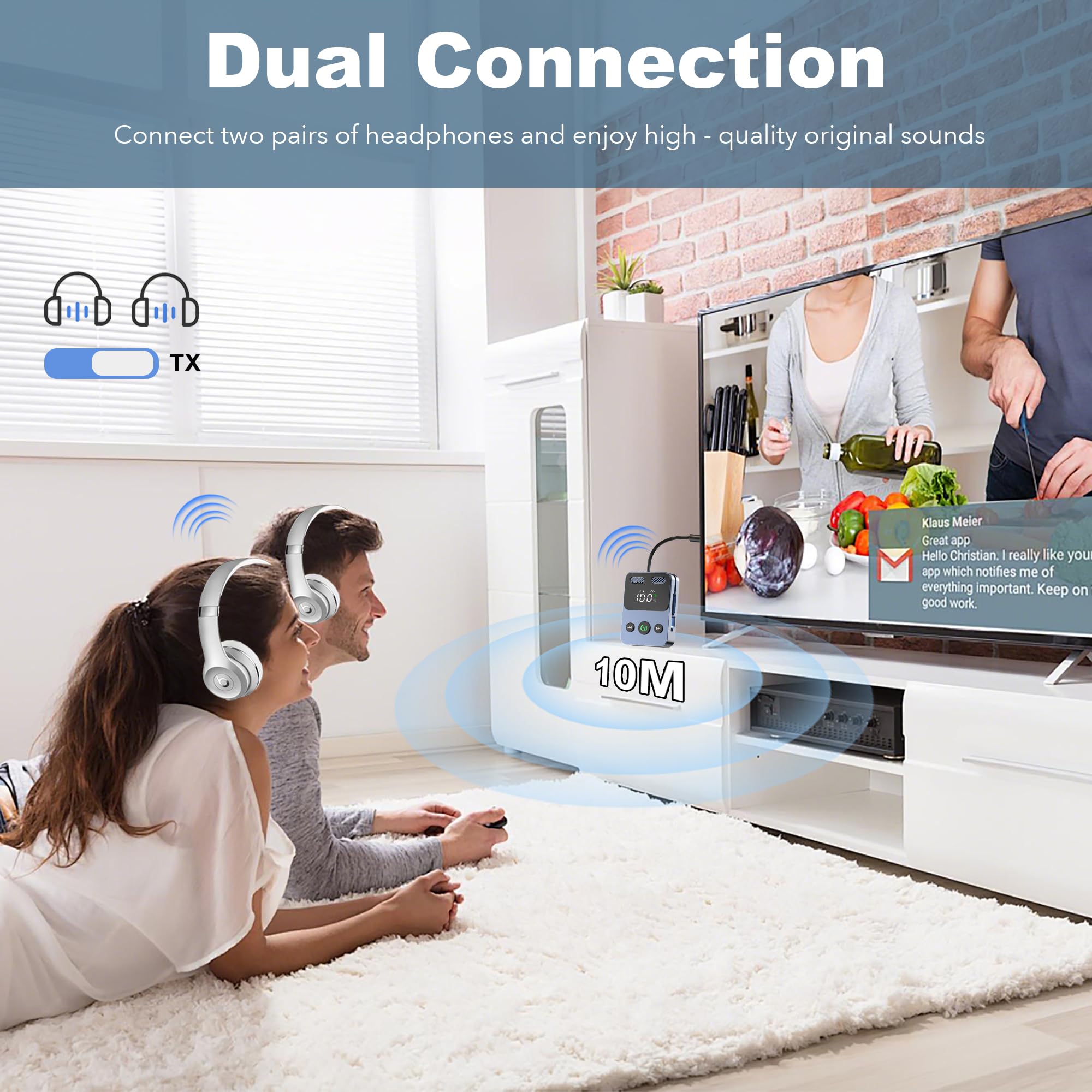 Bluetooth 5.3 Empfänger-Adapter, Farbdisplay, Dual-Bluetooth für Autoradio, Heim-Stereoanlage, Bluetooth-Radio, kabelloser AUX-Konverter, Sprachassistent, Freisprechanrufe