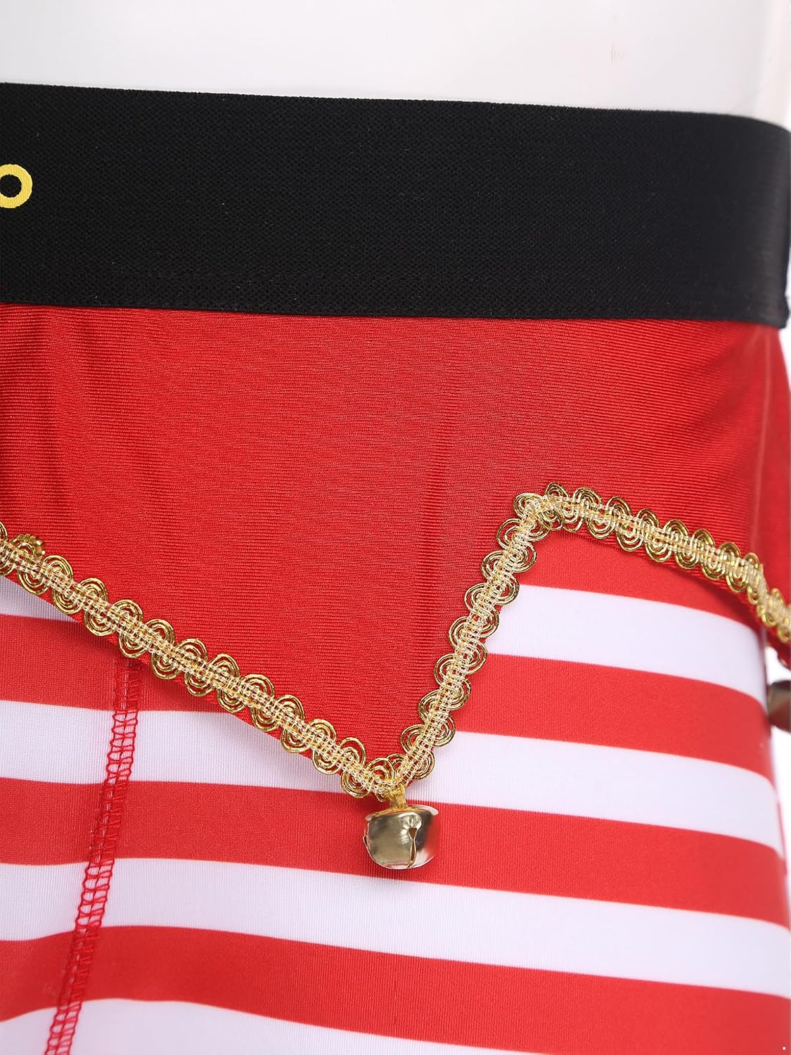 Mufeng Christmas Novelty Underwear for Men's Boxer Briefs with Bells Stripes & Irregular Panel