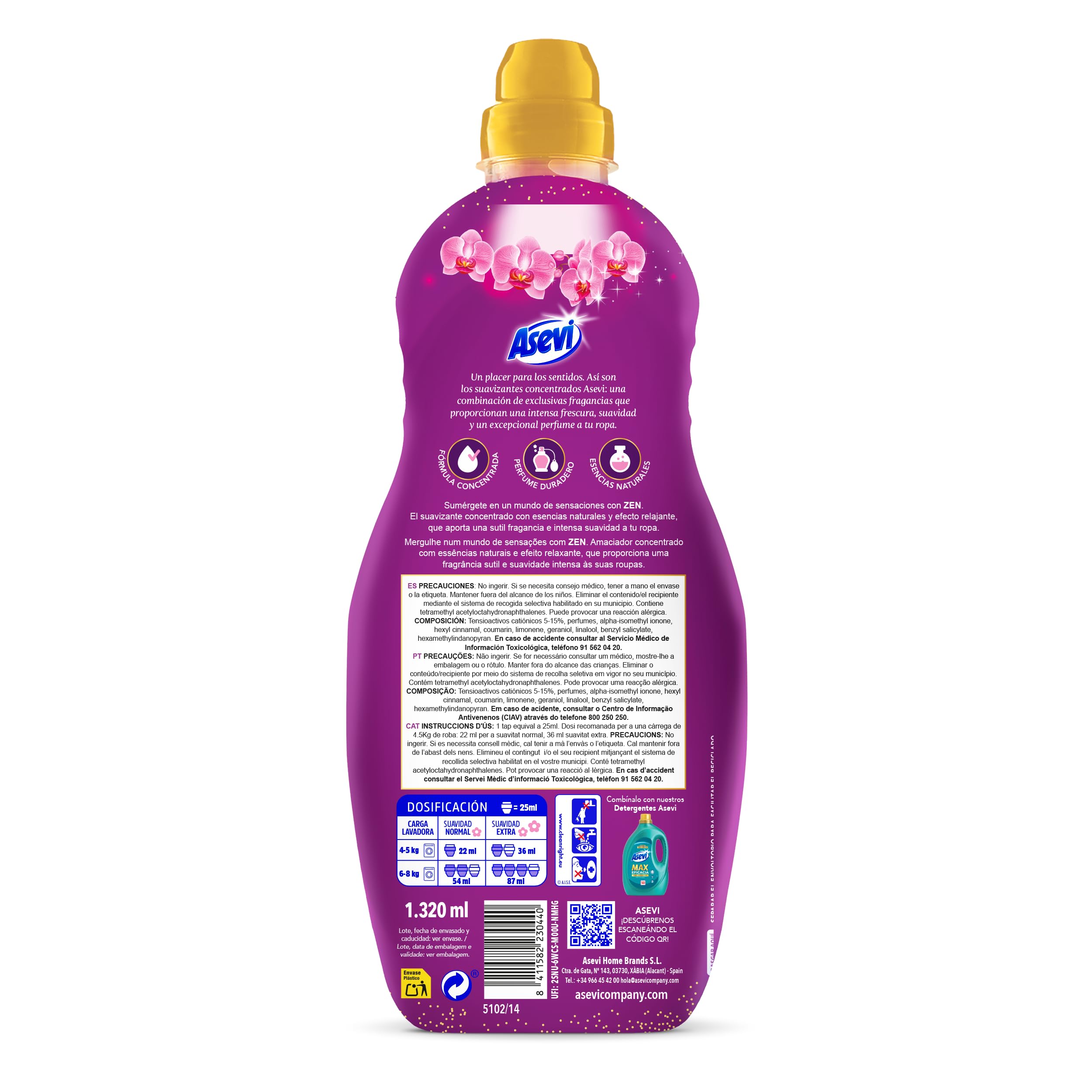 Suavizante Concentrado Asevi Sensation Zen 60 dosis, 1320 ml (Pack of 1)
