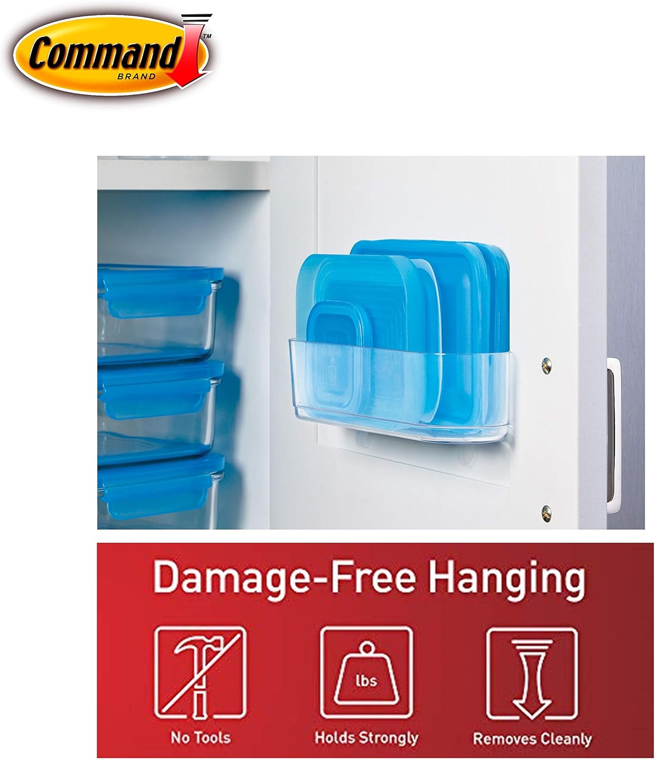 Command Medium Cabinet Organizer, 2-packages, Holds 2 lbs, Decorate Damage-Free, Clear (HOM14CLR-ES)